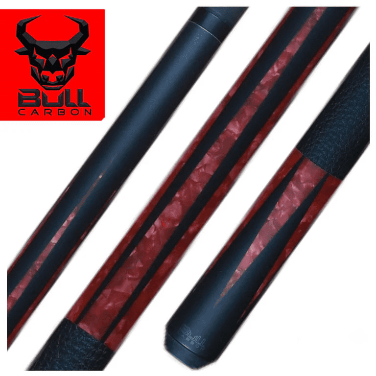 Bull Carbon Black and Red Pearl Pool Cue with Bull Carbon Shaft