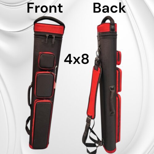 Black/Red 4x8 Pool Cue Backpack Case