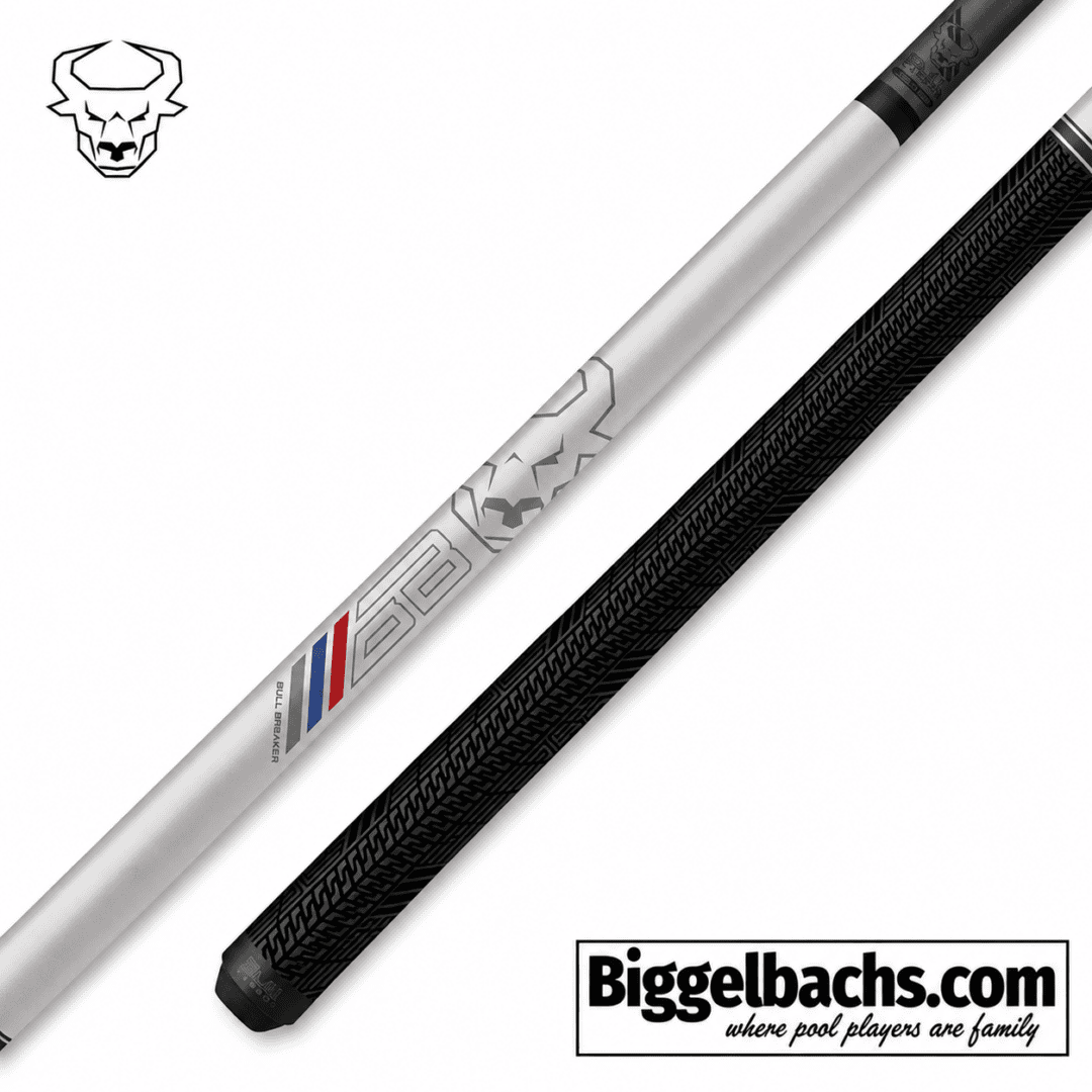 Bull Carbon White Break Cue with Sport Grip & Carbon Shaft