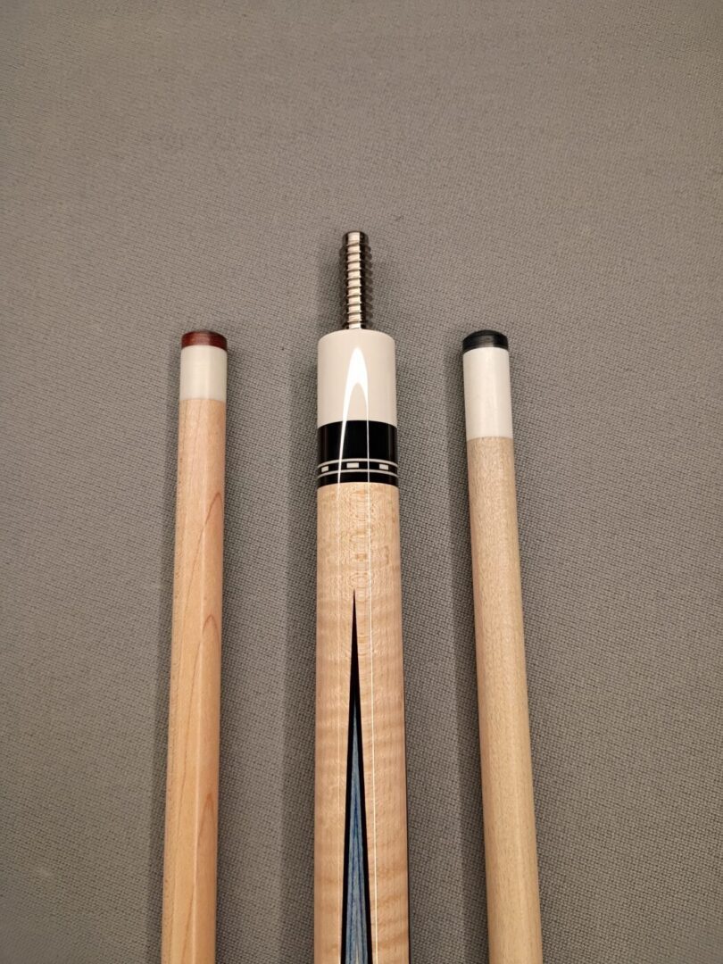 Cohen Custom Pool Cue – Baby Blue Veneers | Ebony & Curly Maple - Image 11