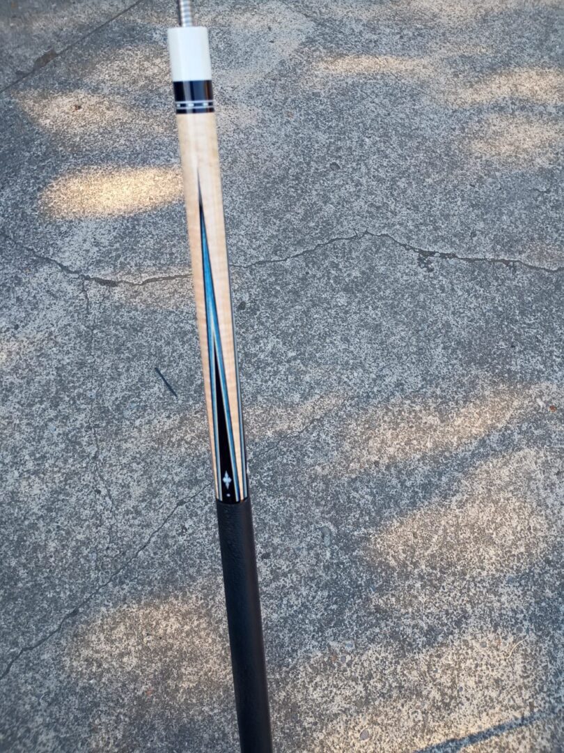 Cohen Custom Pool Cue – Baby Blue Veneers | Ebony & Curly Maple - Image 9