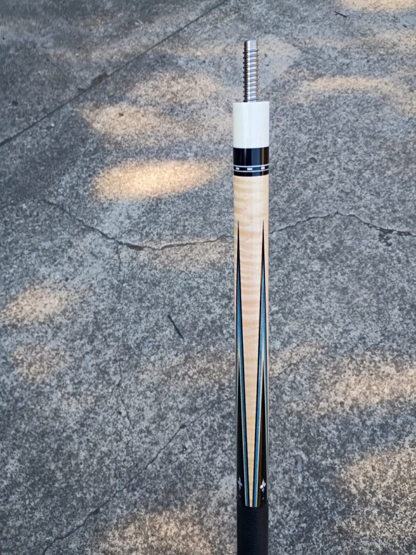 Cohen Custom Pool Cue – Baby Blue Veneers | Ebony & Curly Maple - Image 7