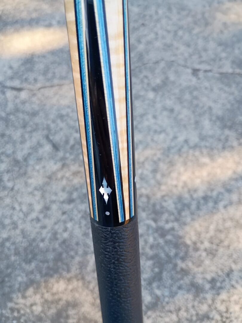 Cohen Custom Pool Cue – Baby Blue Veneers | Ebony & Curly Maple - Image 6