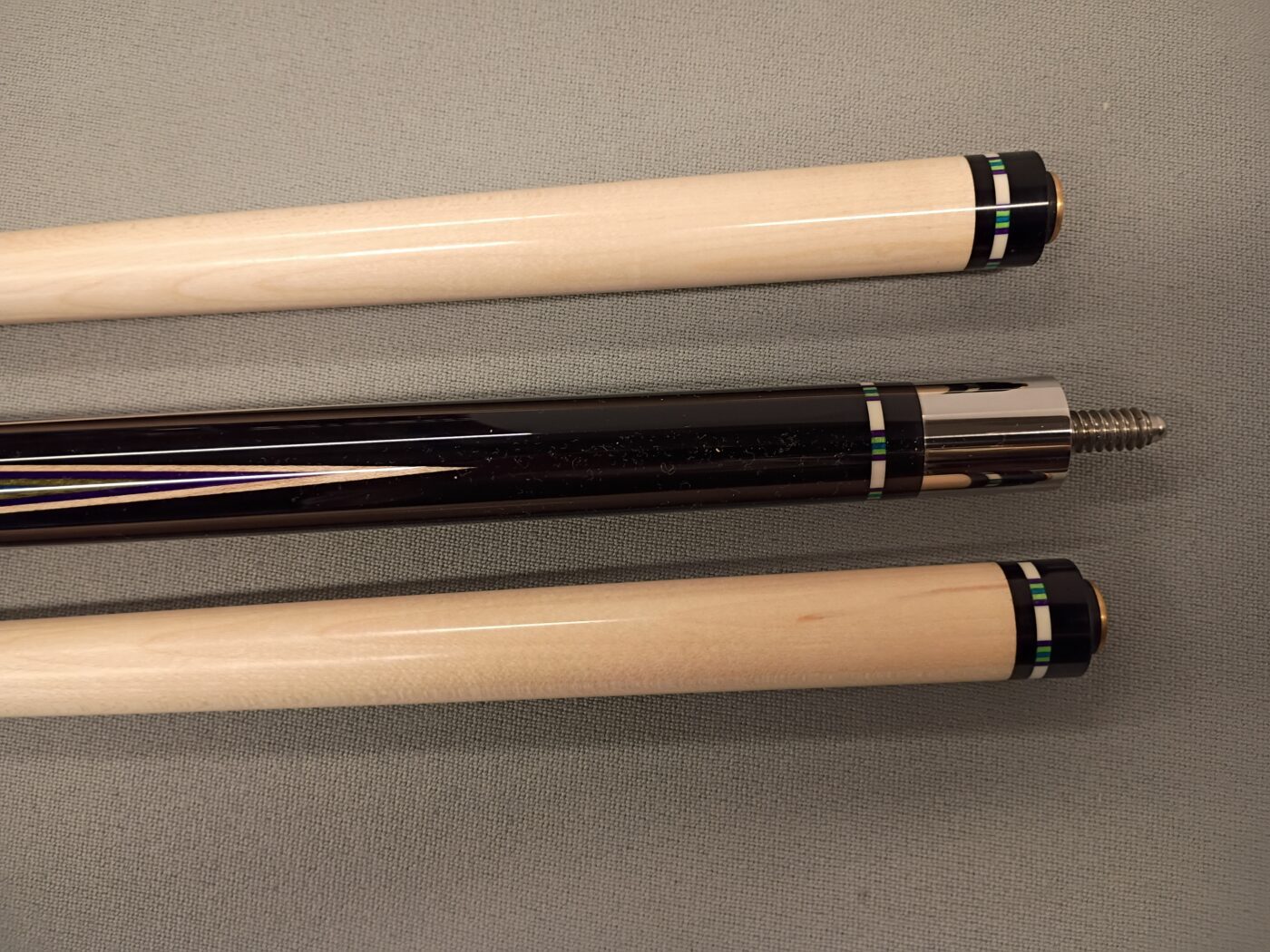 Runde 24 Custom Pool Cue – Ebony, 4 Bridged Points, Abalone Inlays - Image 5