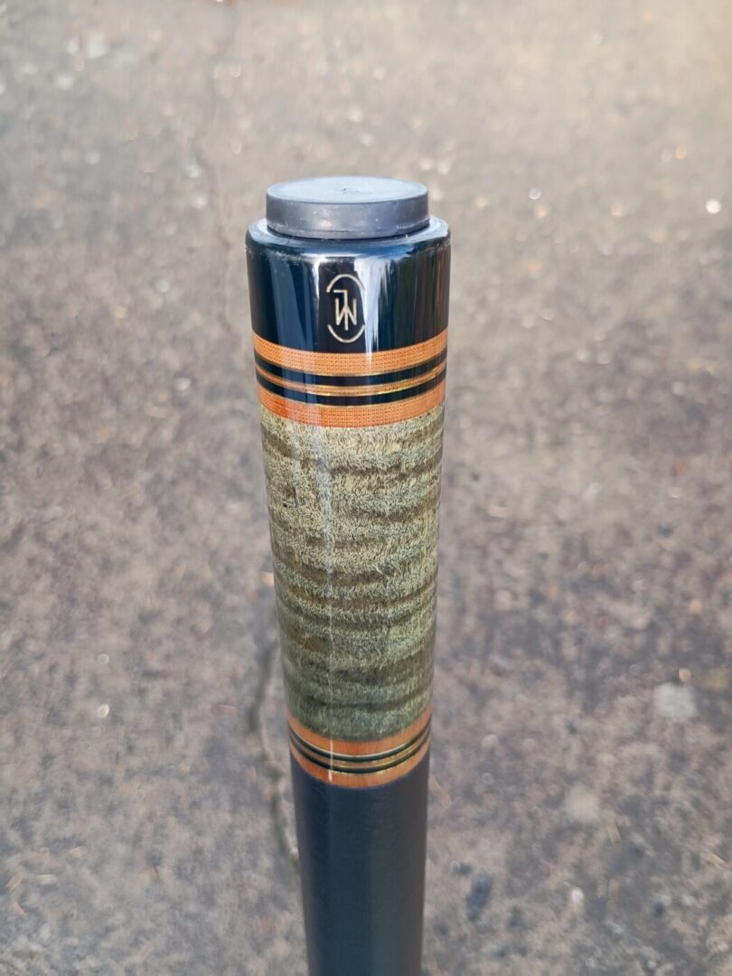 Lambros Merry Widow Pool Cue – Stained Curly Maple & Leather Wrap - Image 4