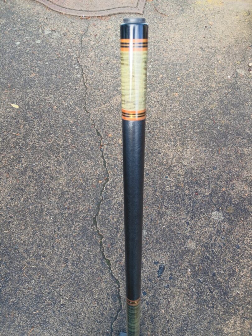 Lambros Merry Widow Pool Cue – Stained Curly Maple & Leather Wrap - Image 2