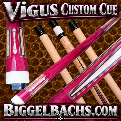 Vigus Custom Cue – Purpleheart Full Splice, 4 Bridged Points