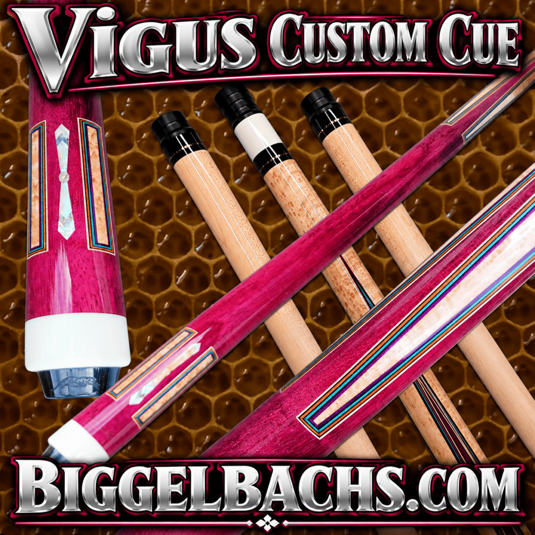 Vigus Custom Cue – Purpleheart Full Splice, 4 Bridged Points