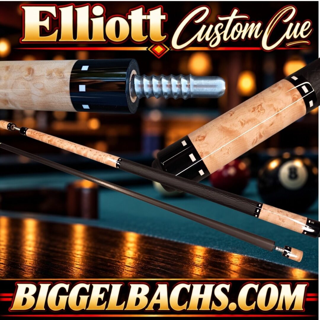 Elliott Custom Pool Cue – Birdseye Maple with Jacoby Black Shaft